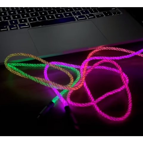 USB кабель Hoco U112, USB тип-C, Lightning, 100 см, 20 Вт, серый, с подсветкой, #6931474788795 Превью 1