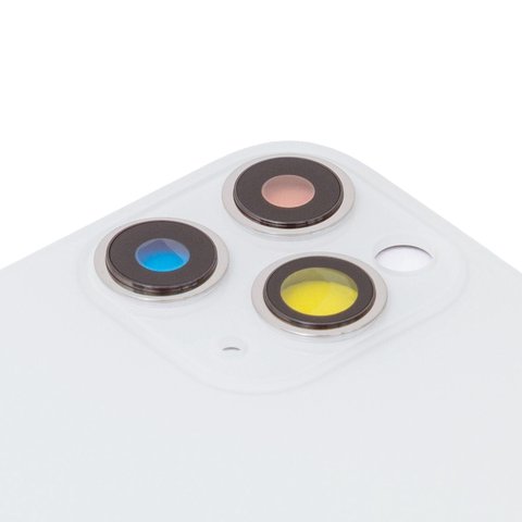 Задняя панель корпуса для iPhone 11 Pro Max, серебристая, белая, со стеклом камеры, small hole, matte silver Превью 1