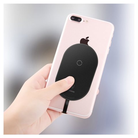 Адаптер Baseus Microfiber Wireless, для безпровідної зарядки телефона, Lightning для Apple, чорний, (WXTE-A01) Vista previa  1
