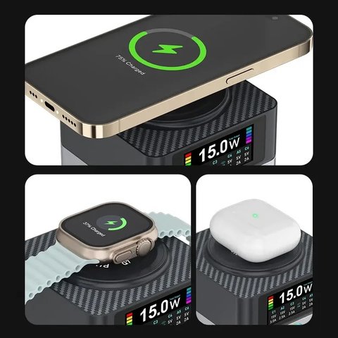 Сетевое зарядное устройство RELIFE Q7, 80 Вт, Wireless Charge, Quick Charge, 6 портов Превью 3