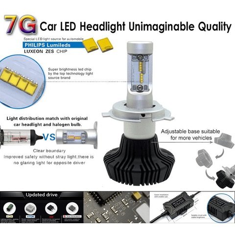 Juego de luces LED principales para coche UP-7HL-9005W-4000Lm (H7, 4000 lm, luz blanca fría) Vista previa  3