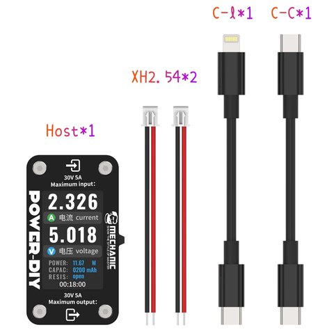 Probador USB Mechanic Power-DIY, XH2.54, USB tipo C, Lightning Vista previa  6