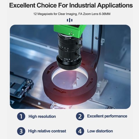 Objetivo RELIFE MB1, lente para cámara, con zoom óptico, 6-36mm; 12MP; F2.8-C; C-Mount Vista previa  3