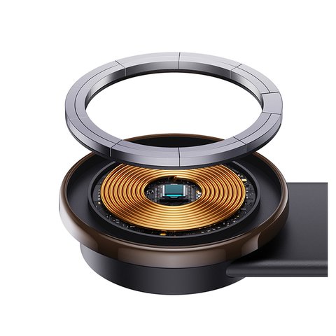 Автомобільний тримач Baseus C02 Pro Magnetic, чорний, магнітний, клейка основа, з безпровідною зарядкою, з USB кабелем тип-C, 15 Вт, #C40156000111-00 Прев'ю 4