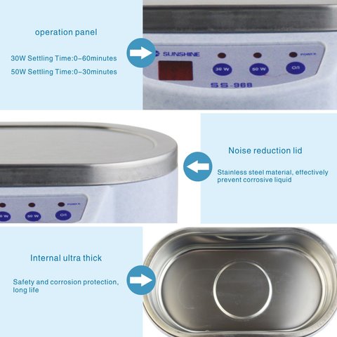 Ультразвуковая ванна Sunshine SS-968, 0,6 л, 50 Вт, 30 Вт Превью 2