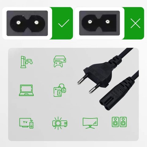 Кабель живлення С7 для медіаконвертерів, чорний, 1,5 м Прев'ю 1