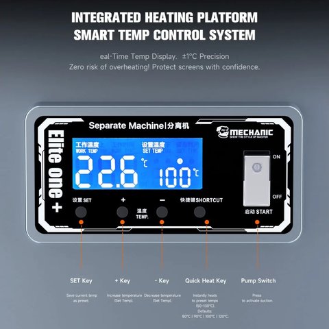 Пристрій для розклеювання дисплейного модуля (сепаратор) Mechanic Elite One Plus, з вакуумним насосом, використовується для екранів до 7 " Прев'ю 4