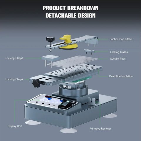 Пристрій для розклеювання дисплейного модуля (сепаратор) Mechanic Elite One Plus, з вакуумним насосом, використовується для екранів до 7 " Прев'ю 5