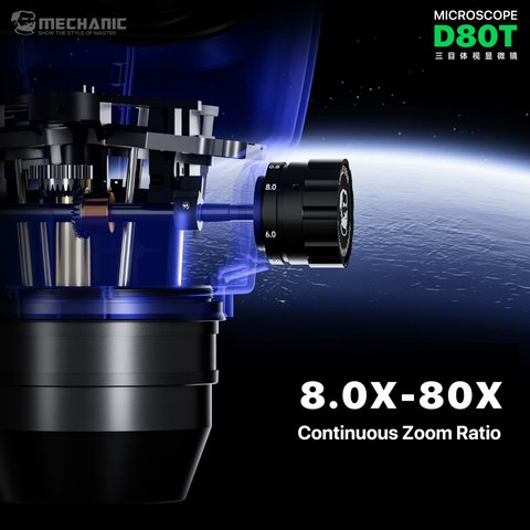 Мікроскоп Mechanic D80T-B5, тринокулярний, 8X-80X Прев'ю 1